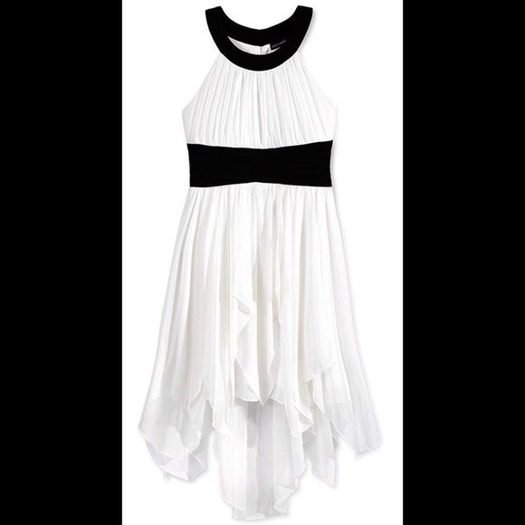 Sequin Hearts Other - Ivory & Black Handkerchief Dress